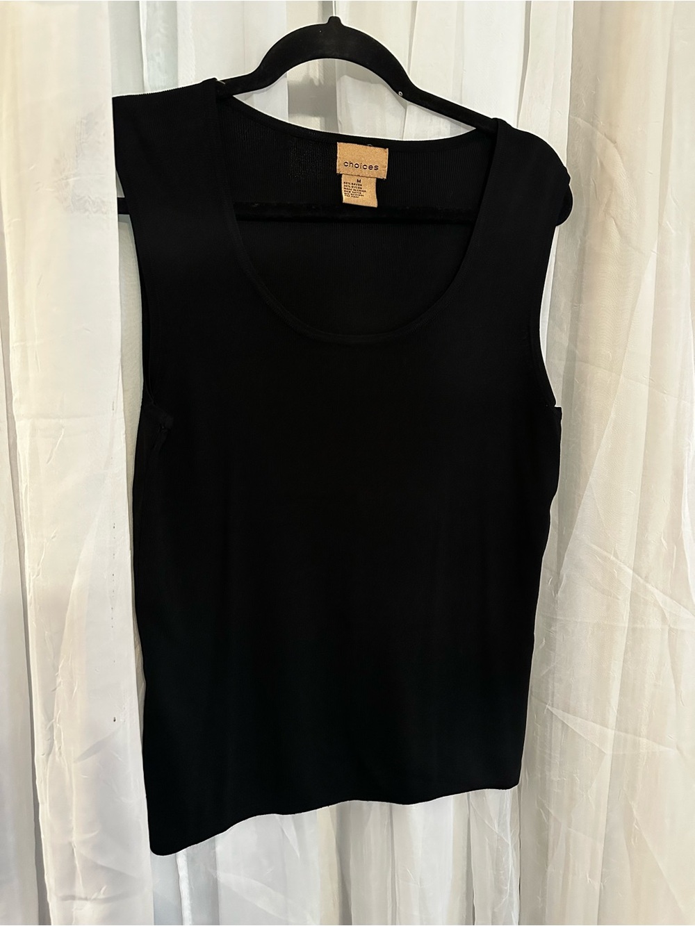 Choices Black Scoop Neck Ribbed Tank Top